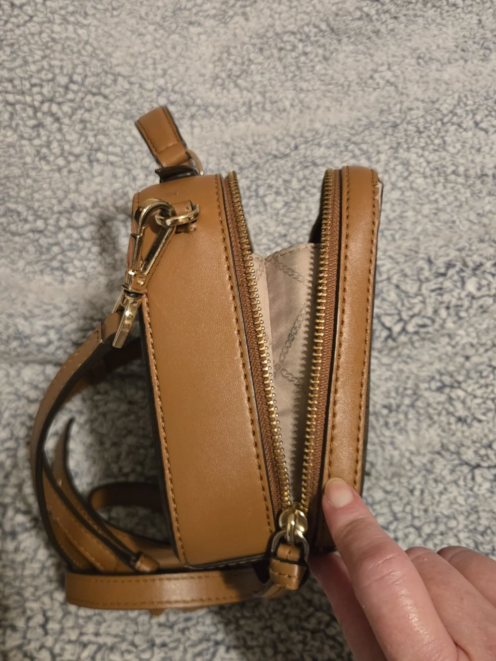 Michael Kors Dark Brown MK Logo Messenger Bag with Gold Hardware